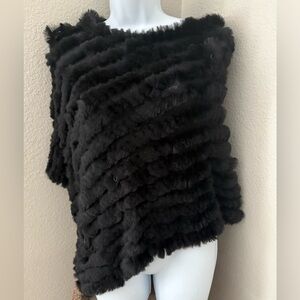 Black Rivet Faux Fur Wrap - Black